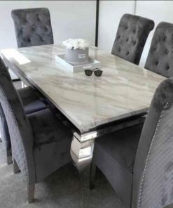 6 Seater Marble Dining Table and Chairs