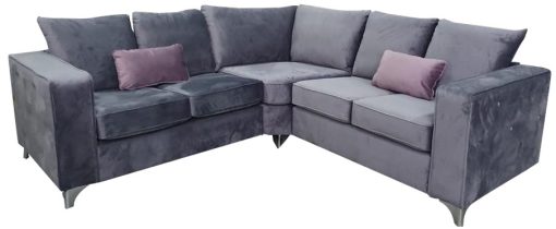Warwick Grey Fabric Velvet Corner Sofa