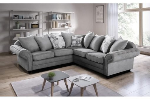 Nicole Grey Chenille Fabric Corner Sofa