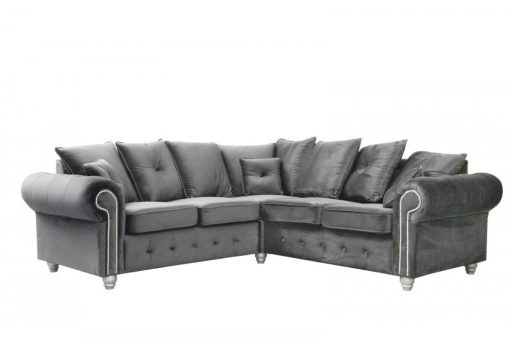 Olympia Grey Fabric Velvet Corner Sofa