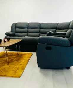 Fabric Grey Recliner Sofa Double Corner
