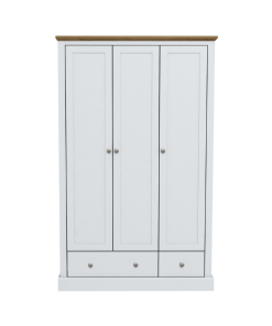 Devonshire-Three-Door-Wardrobe-Oak-with-Two-Drawer