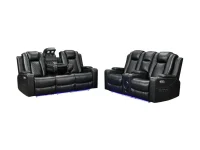 Sianna Electric Recliner 3+2 Sofa Set Black Aire Leather-tfV