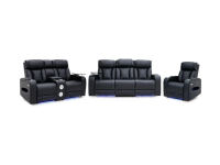 Tech 11 Smart 3+2+1 Electric Recliner Sofa Set Black Aire Leather